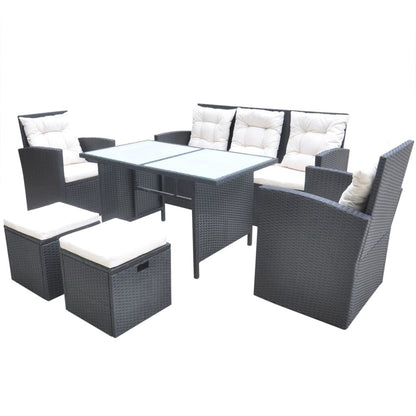 Vidaxl Set Comedor De Jardín 6 Piezas Y Cojines Ratán Sintético Negro_0