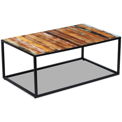 Mesa De Centro Madera Maciza Reciclada 100x60x40 Cm_3