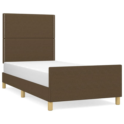 Estructura De Cama Con Cabecero De Tela Marrón Oscuro 80x200 Cm / Vetonek_5