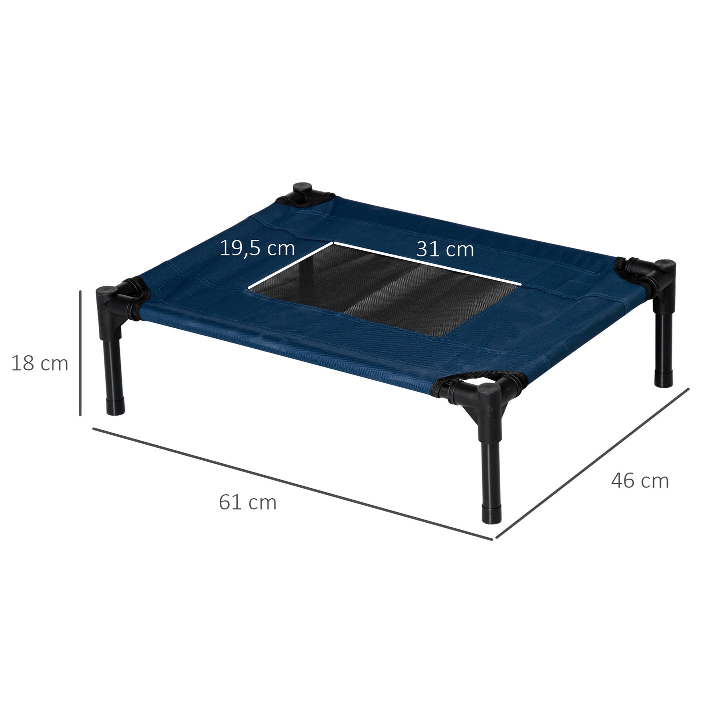 Pawhut Cama Elevada Perros Con Malla Transpirable Tela Oxford 61x46x18 Cm Azul_2
