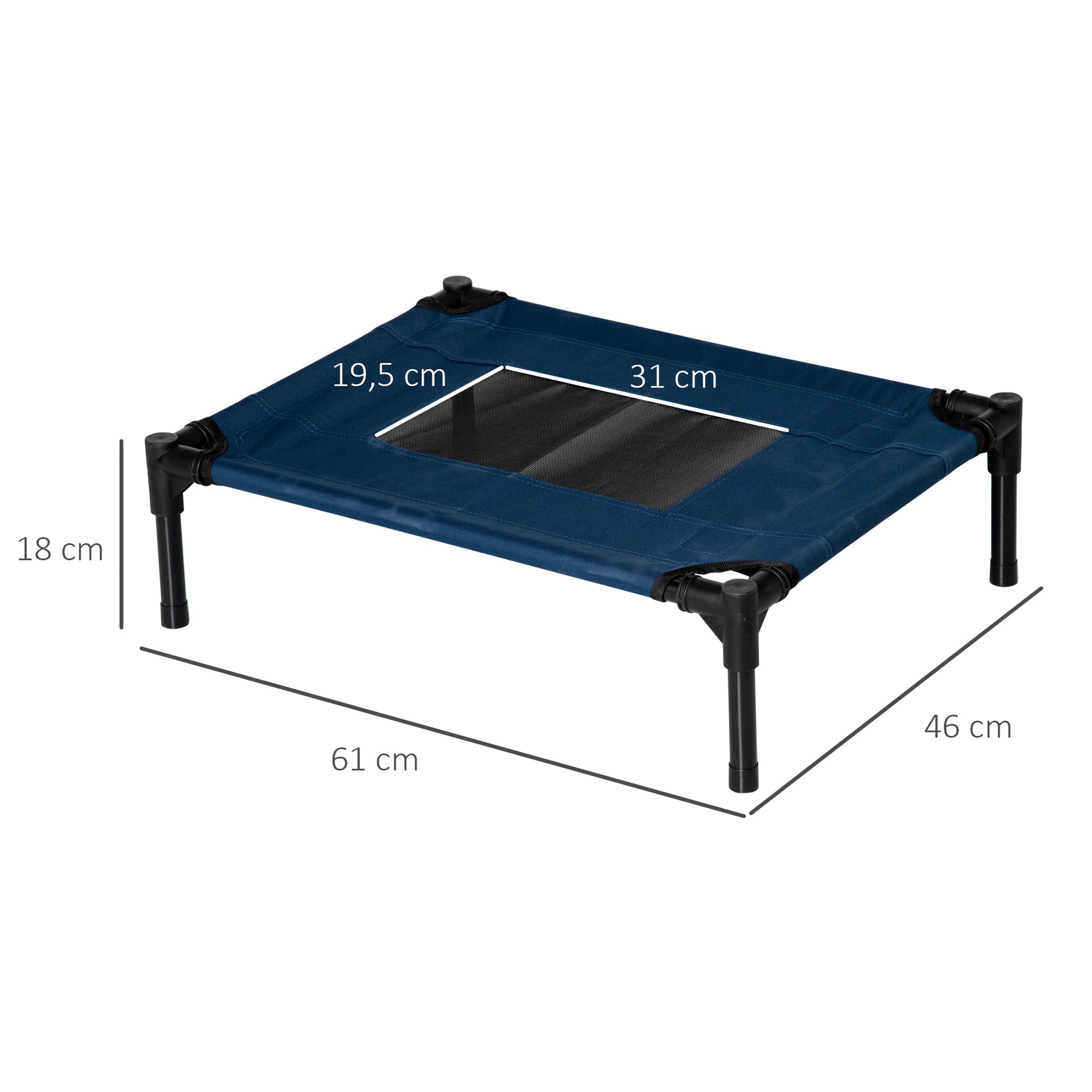 Pawhut Cama Elevada Perros Con Malla Transpirable Tela Oxford 61x46x18 Cm Azul_2