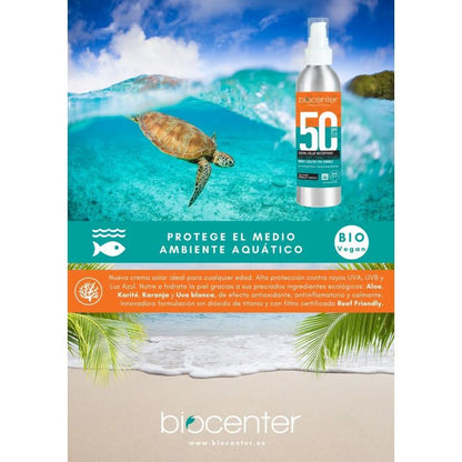 Spray solar alta protección UVA SPF 50 ecológica, vegana, sin nanopartículas 125 ml