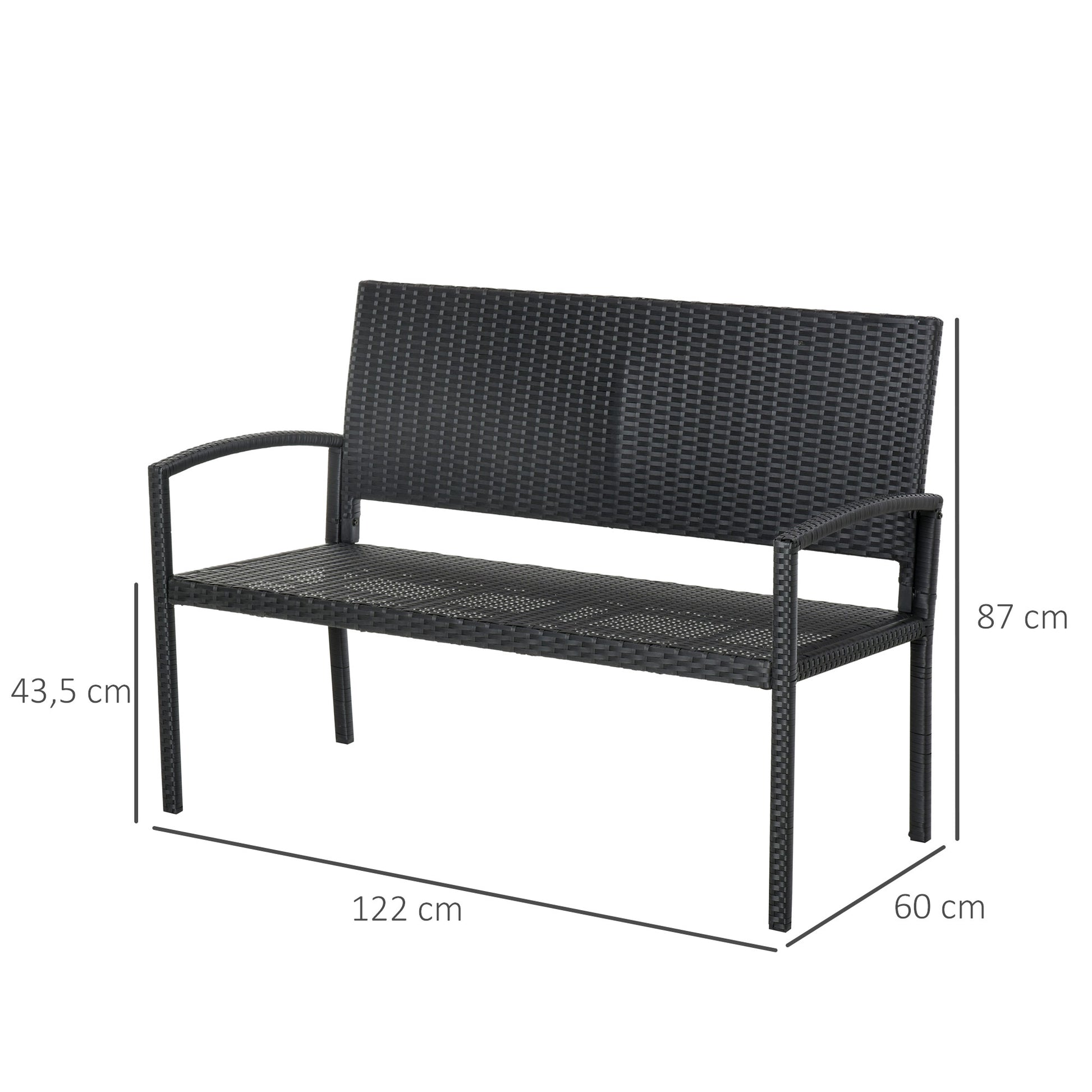 Outsunny Banco Jardín Lounge Silla 2 Plazas Mueble Exterior Terraza 2 Plazas_2