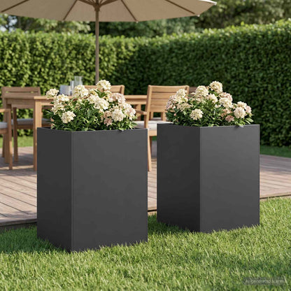 Macetero De Jardín 2 Uds. Negro 50 X 50 X 75 Cm_1