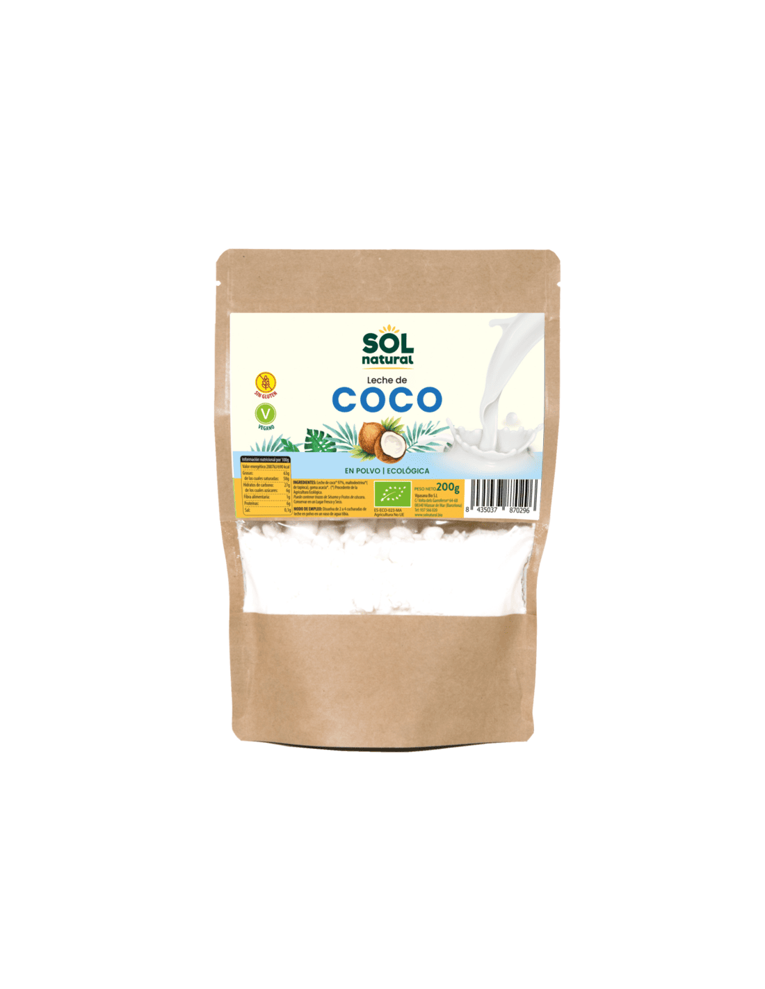 Leche De Coco En Polvo Bio 200g  - Sol Natural_0
