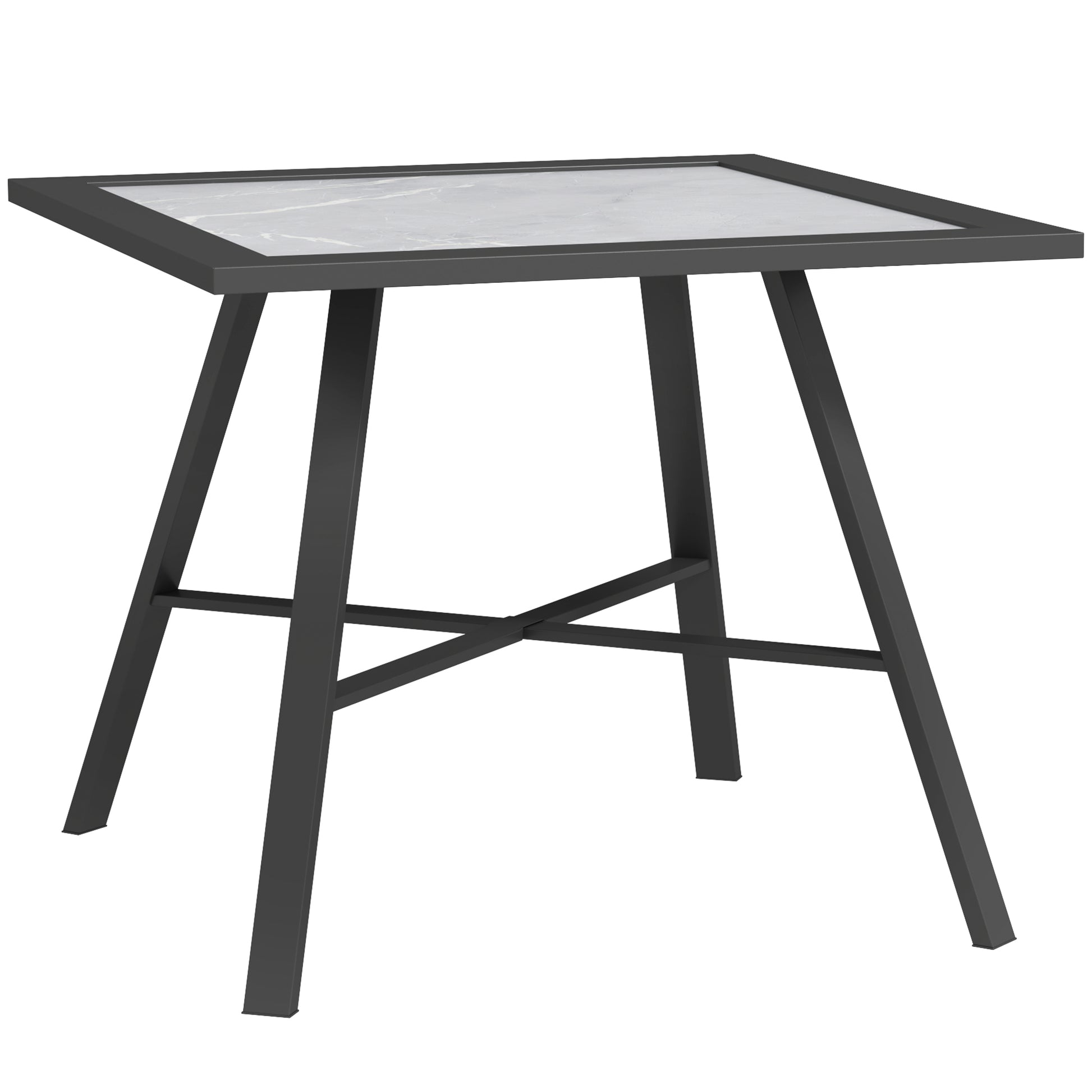 Outsunny Mesa Auxiliar Cuadrada Con Encimera De Spc 55x55x46 Cm Negro Y Gris_0