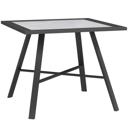 Outsunny Mesa Auxiliar Cuadrada Con Encimera De Spc 55x55x46 Cm Negro Y Gris_0