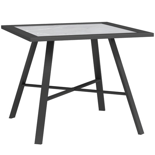 Outsunny Mesa Auxiliar Cuadrada Con Encimera De Spc 55x55x46 Cm Negro Y Gris_0
