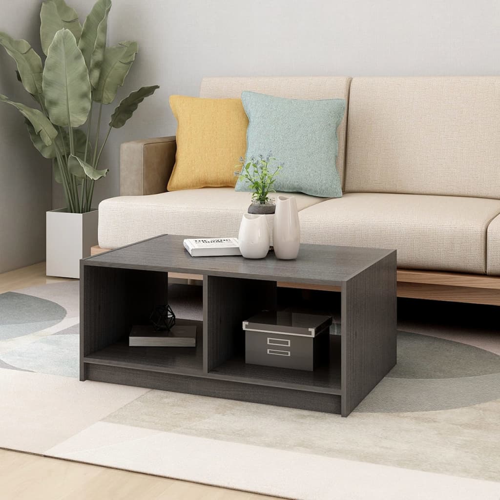 Mesa De Centro De Madera Maciza De Pino Gris 75x50x33,5 Cm_1
