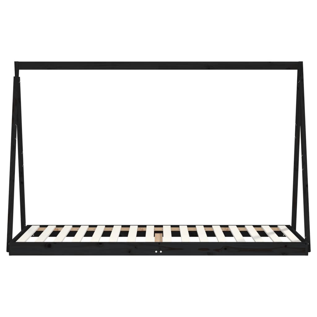 Vidaxl Estructura De Cama Para Niños Madera De Pino Negro 80x200 Cm_3
