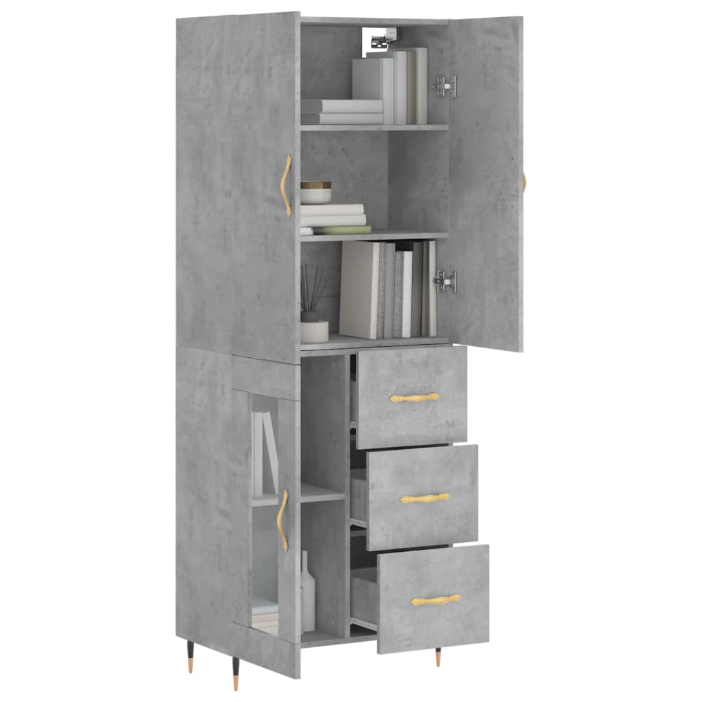 Aparador Alto Madera Contrachapada Gris Hormigón 69,5x34x180 Cm_2