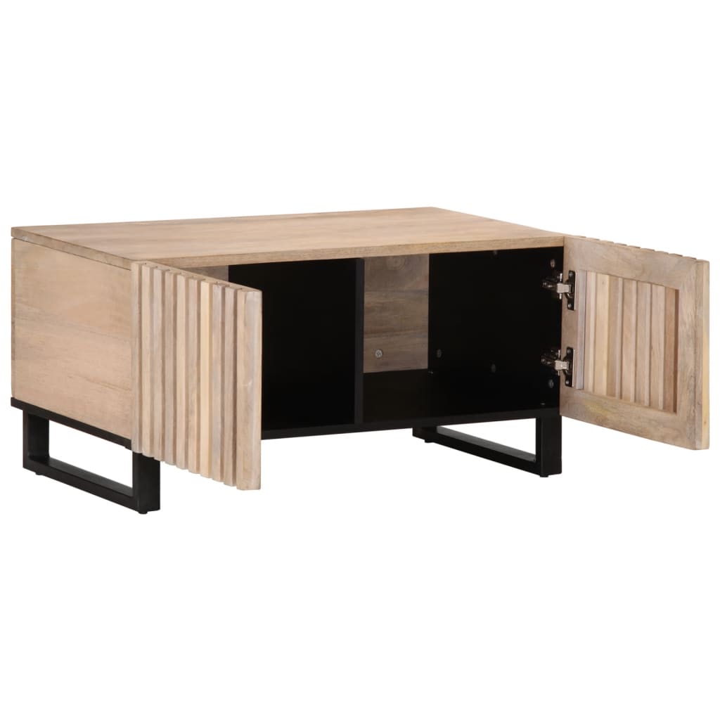 Mesa De Centro De Madera Maciza De Mango Blanca 80x51x40 Cm_3