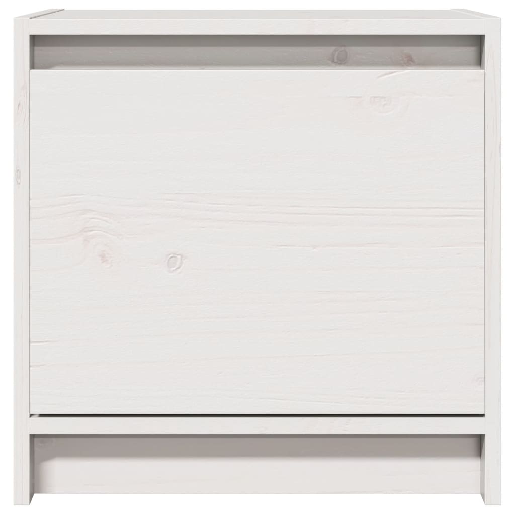 Mesita De Noche Madera Maciza De Mango Blanco 40x30,5x40 Cm_2