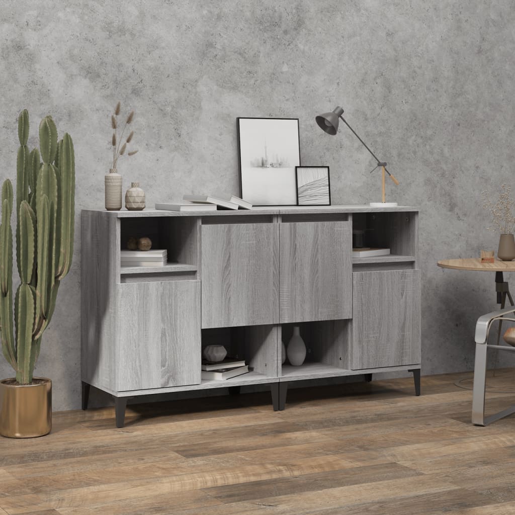 Aparadores 2 Uds Madera Contrachapada Gris Sonoma 60x35x70 Cm_0