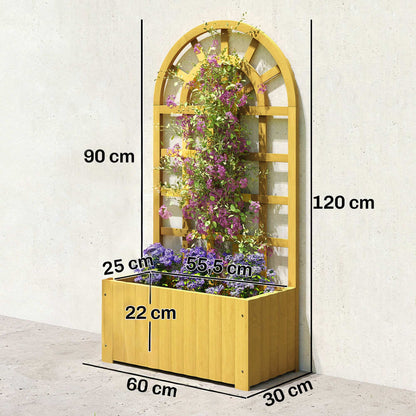 Outsunny Jardinera Con Enrejado De Madera Para Cultivos Verduras 60x30x120 Cm_2
