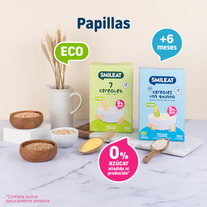 Pack 2x Papilla de cereales Sin Gluten con Quinoa Eco Smileat, 200g