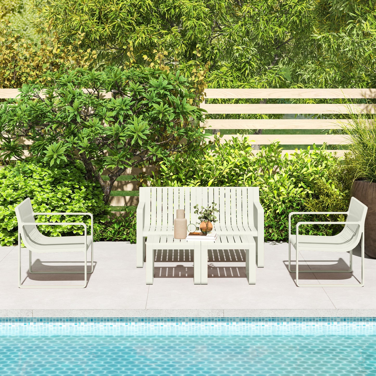 Outsunny Conjunto De Jardín Exterior Con 2 Sillones 1 Sofá De 2 Plazas Y 2 Mesas_4