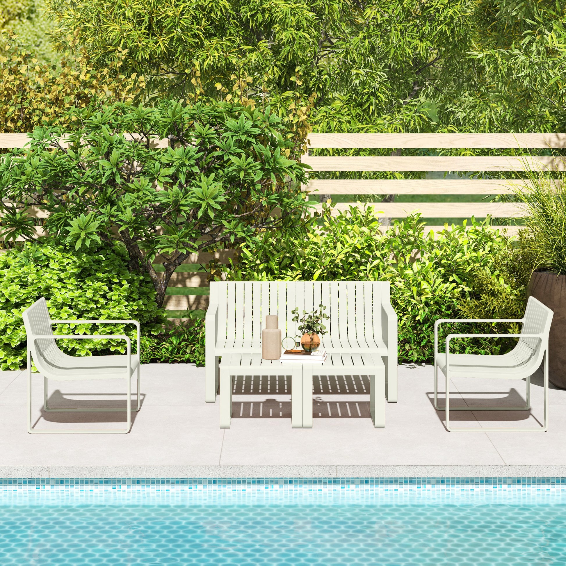 Outsunny Conjunto De Jardín Exterior Con 2 Sillones 1 Sofá De 2 Plazas Y 2 Mesas_4