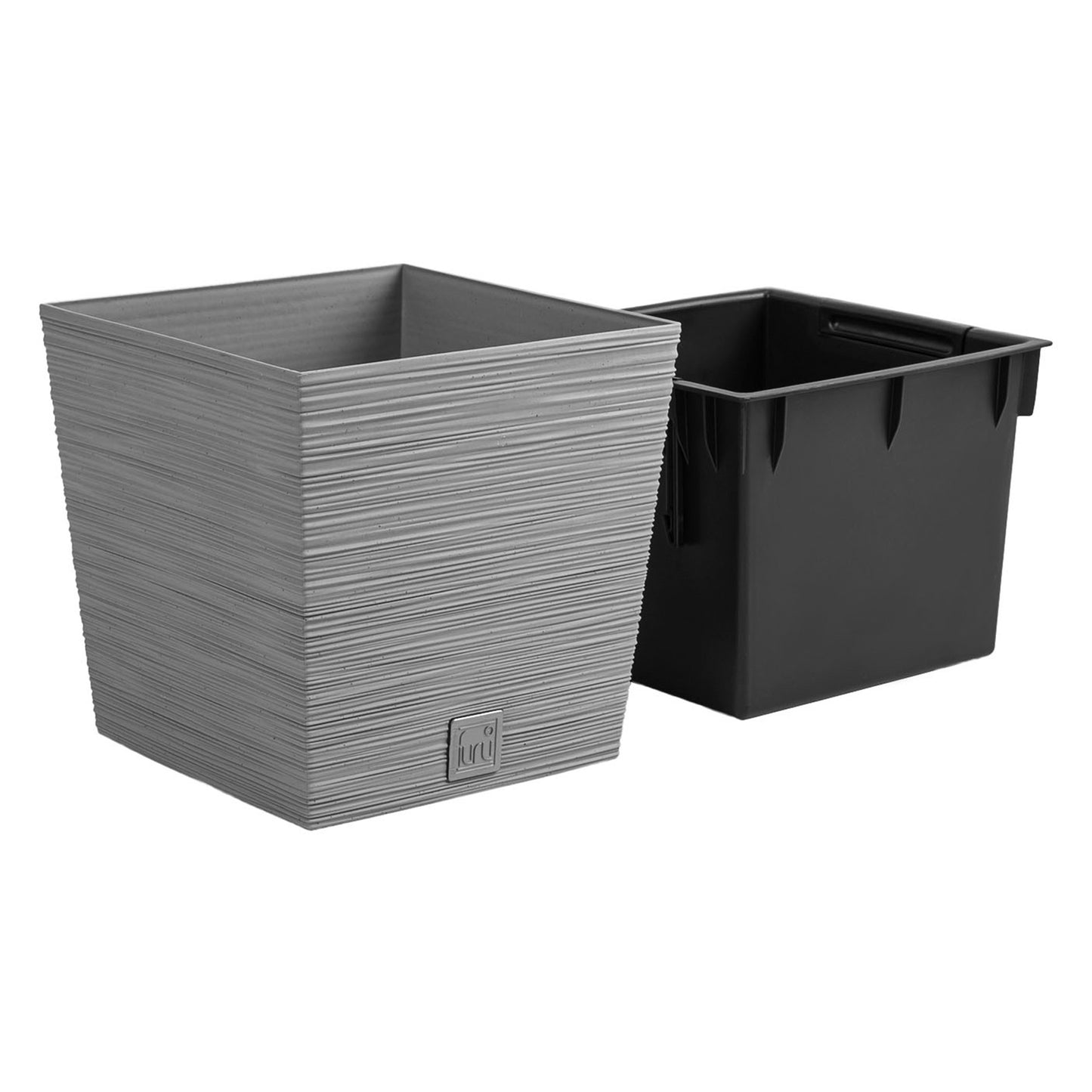 Macetero Color Cemento, Con Depósito, Colección Furu, De 24 X 24 X 23,5 Cm, Capacidad De 7,5 L._2