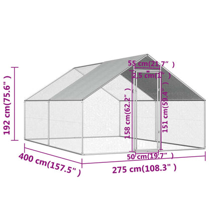 Vidaxl Jaula Gallinero De Exterior De Acero Galvanizado 2,75x4x1,92 M_5