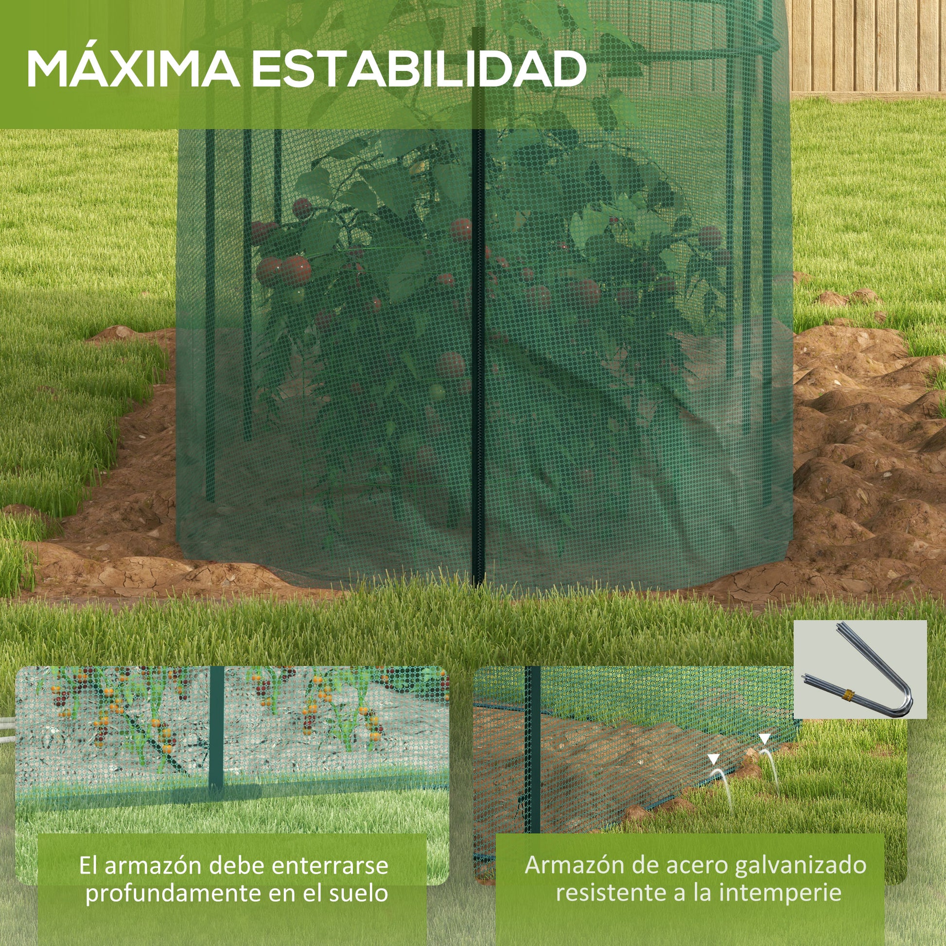 Outsunny Jaula De Cultivo Con Puerta Y Marco De Acero300x100x150 Cm Verde_5