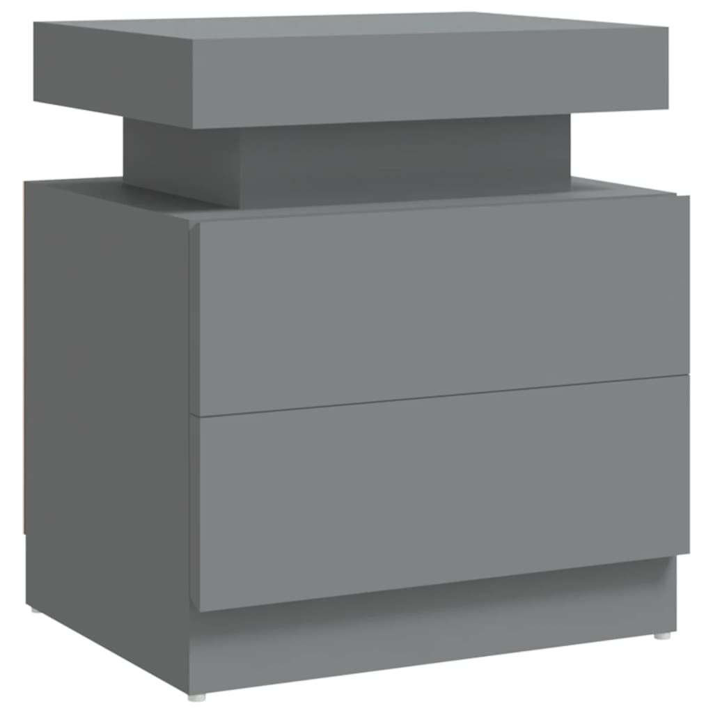 Mesita De Noche Madera De Ingeniería Gris 45x35x52 Cm_0