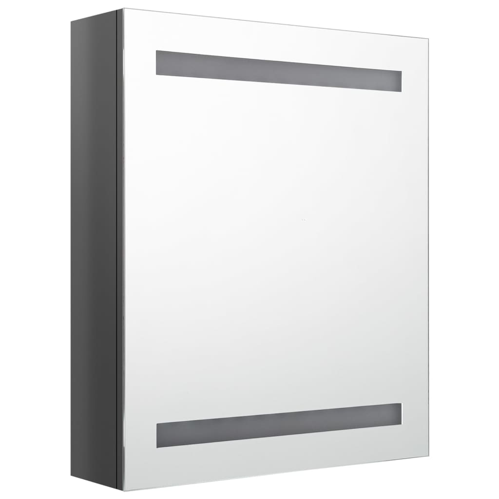Armario De Baño Con Espejo Led Gris Brillante 50x14x60 Cm_2