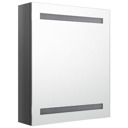 Armario De Baño Con Espejo Led Gris Brillante 50x14x60 Cm_2