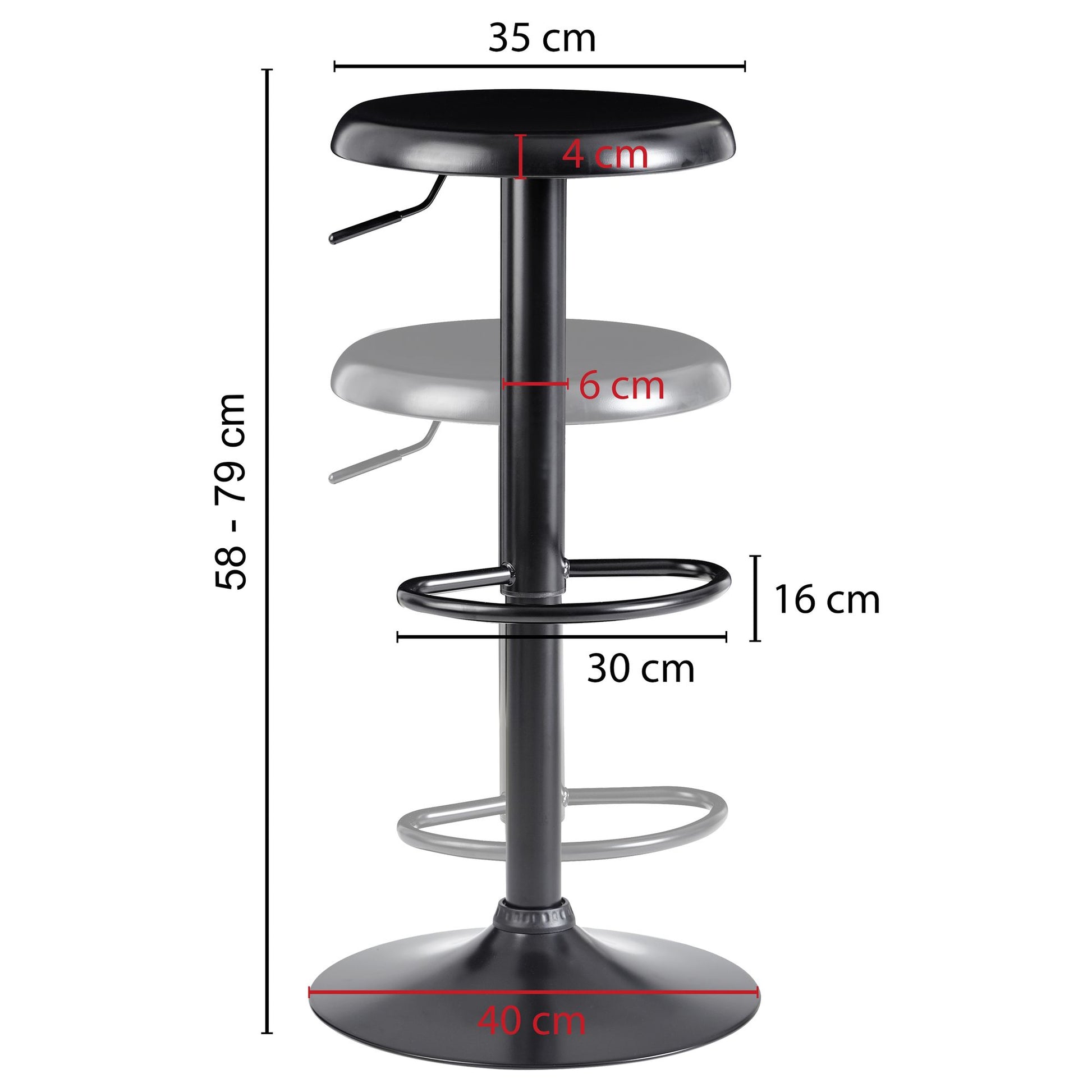 Taburete Negro Sin Respaldo 58 - 79 Cm_3