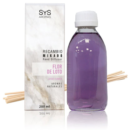 Recambio Mikado Flor de Loto Mármol SYS Aromas 200 ml | Con Palos | Aroma Floral y Oriental | Calmante_0