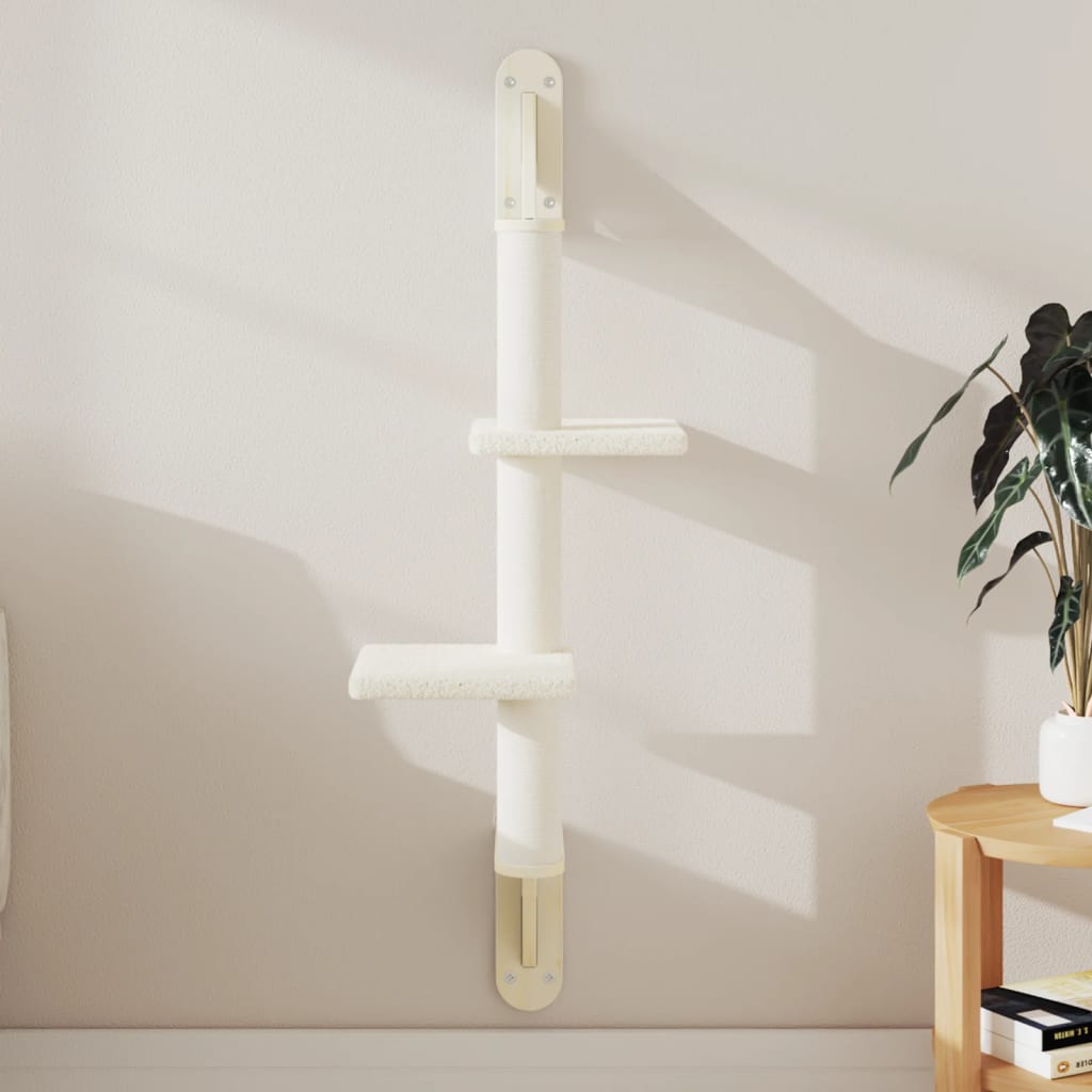 Árbol Rascador Para Gatos De Pared Crema 108 Cm_1