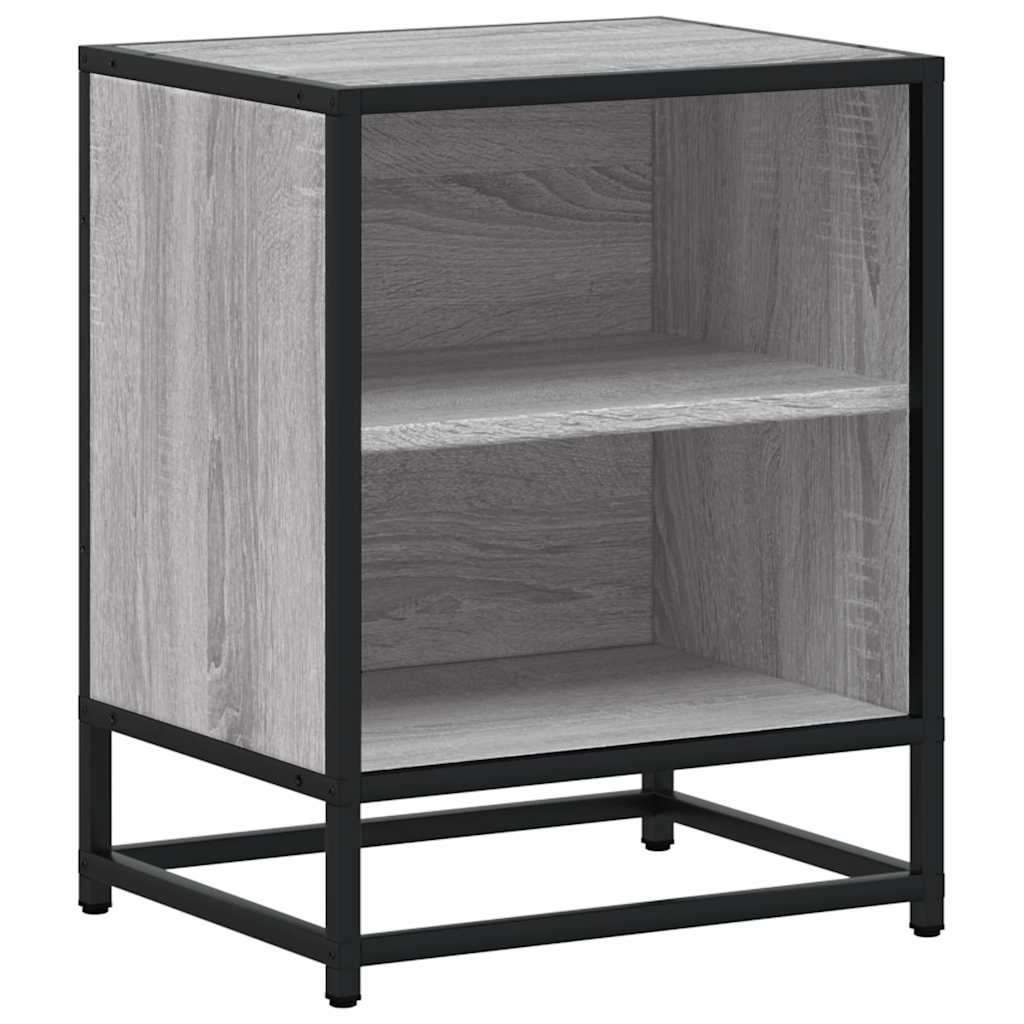 Mesita Noche Madera De Ingeniería Gris Sonoma 40x31x50 Cm Metal_0