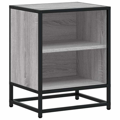 Mesita Noche Madera De Ingeniería Gris Sonoma 40x31x50 Cm Metal_0