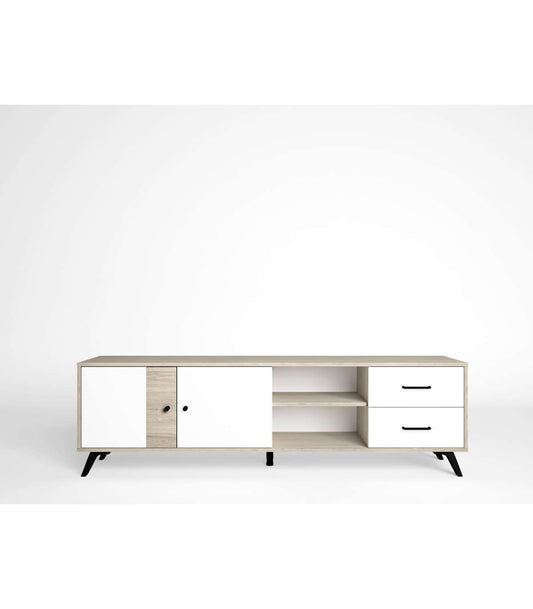 Mueble Para Televisión Modelo Samira 2 Puertas 2 Cajones Acabado Sahara/blanco, 180.5cm(a_0