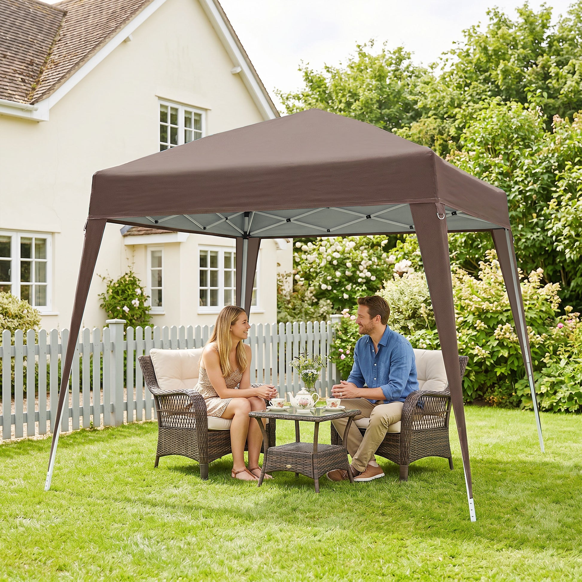 Outsunny Carpa Plegable 2,4x2,4 M De Jardín Pop Up Cenador De Acero Y Tela_4
