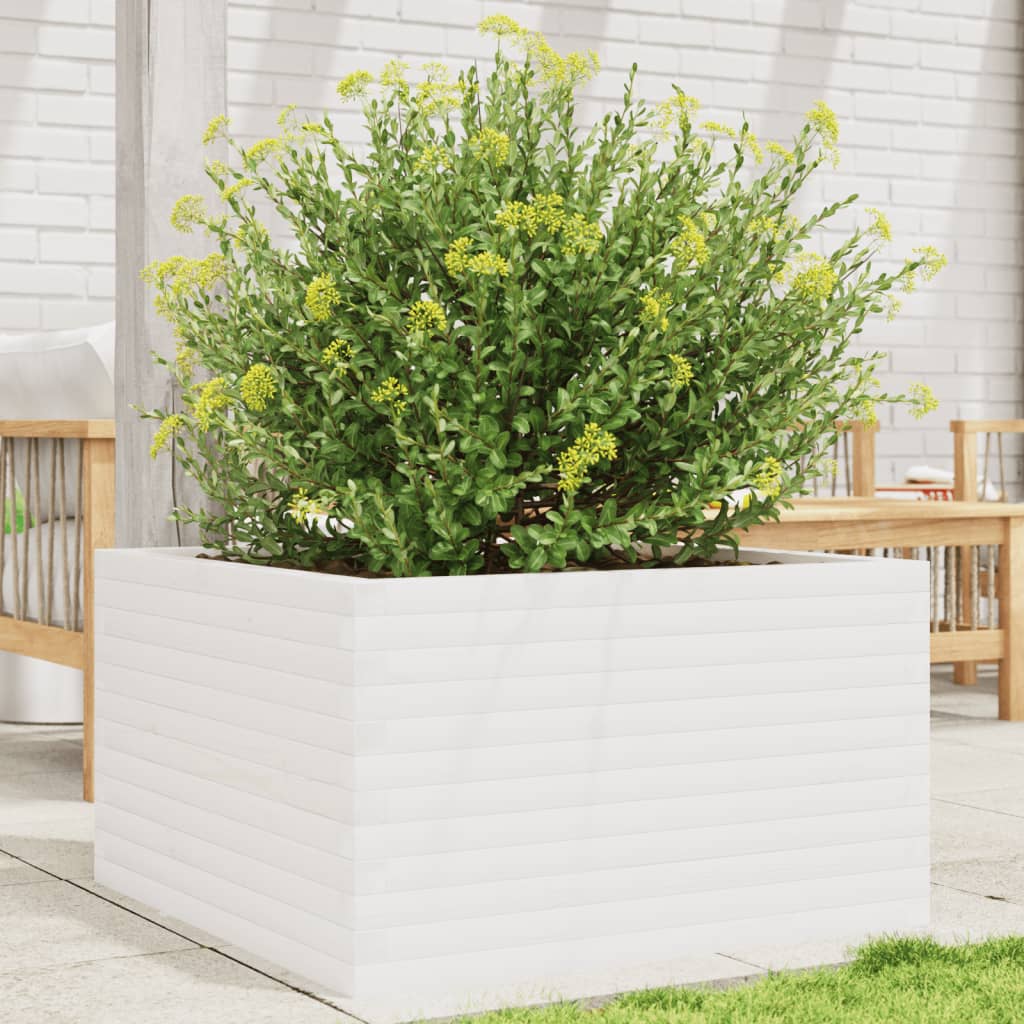 Jardinera Madera Maciza De Pino Blanco 80x80x45,5 Cm_1