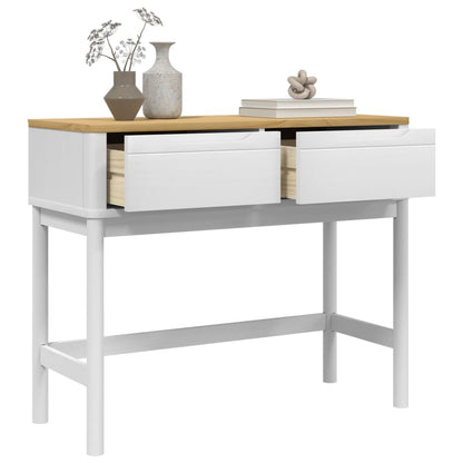 Mesa Consola Floro Madera Maciza De Pino Blanco 89,5x36,5x73 Cm_2