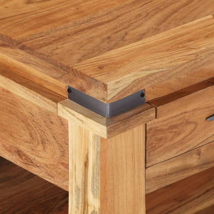 Mesa De Centro De Madera Maciza De Acacia 110x52x45 Cm_3