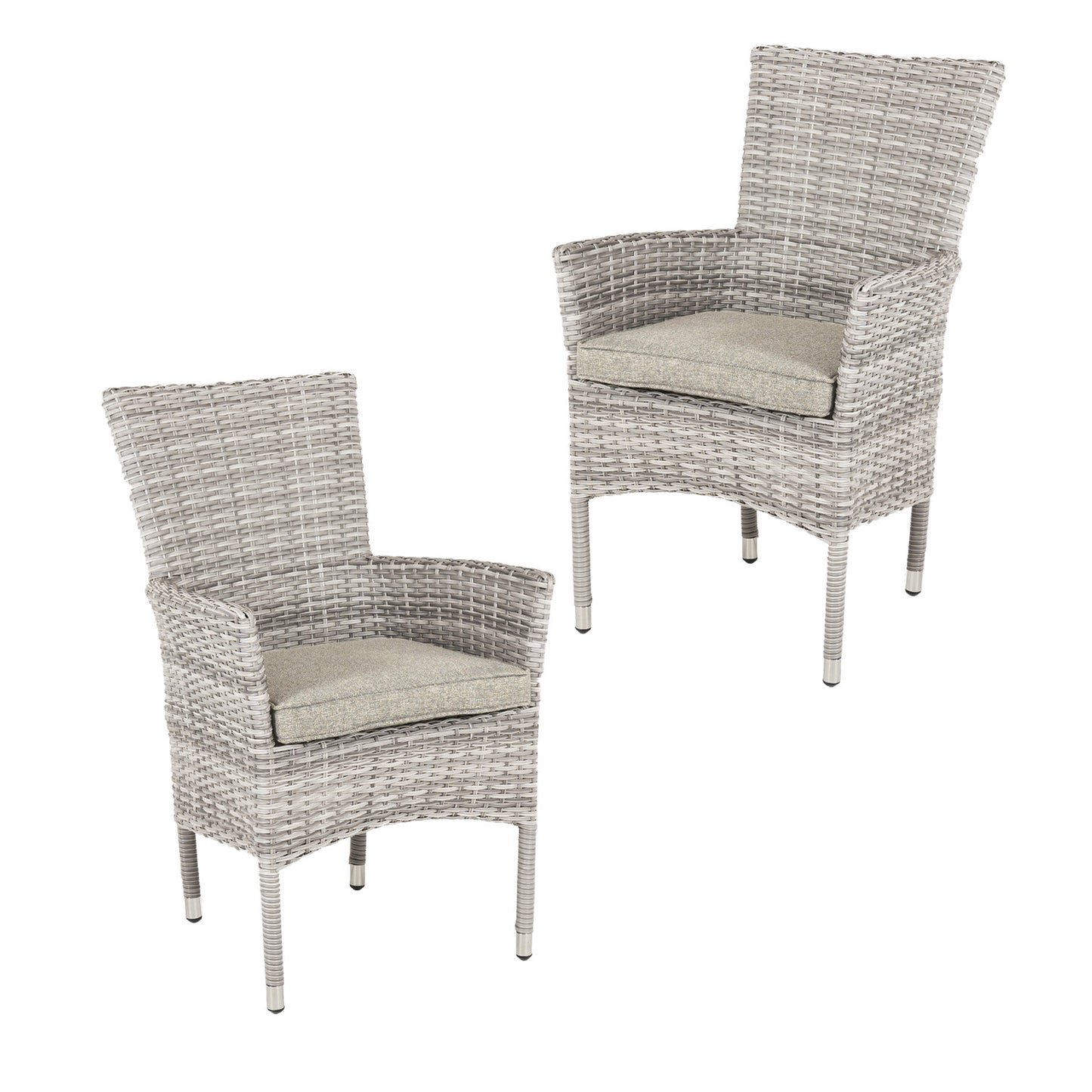 Pack 2 Sillones De Jardín, Gris Perla, Aluminio Y Ratán Sintético Plano, Color Gris Claro, Sillon:55x62x92_0
