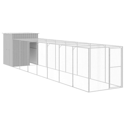 Vidaxl Gallinero Con Corral Acero Galvanizado Gris Claro 165x863x181cm_0