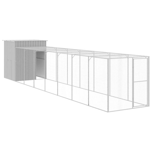 Vidaxl Gallinero Con Corral Acero Galvanizado Gris Claro 165x863x181cm_0