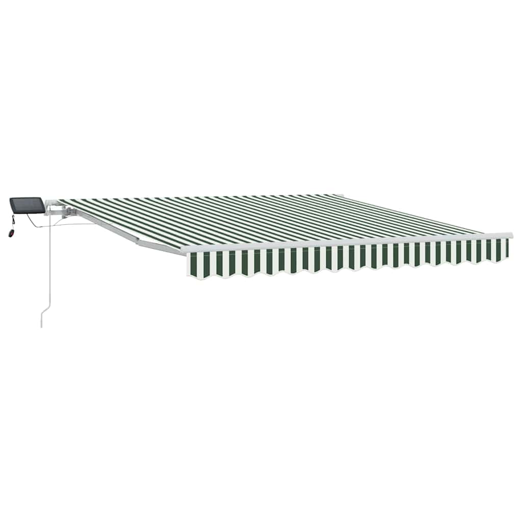 Toldo Retráctil Verde Y Blanco 300 X 250 Cm Tela Y Aluminio_0