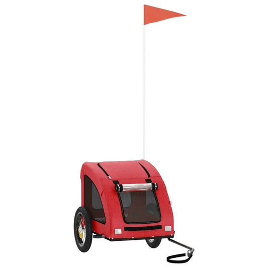 Vidaxl Remolque De Bicicleta Mascotas Hierro Tela Oxford Rojo_0
