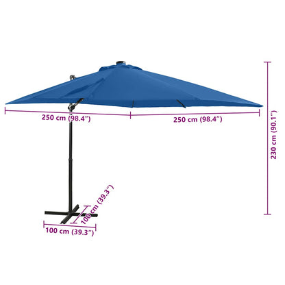 Vidaxl Sombrilla Jardín Voladiza Palo Y Luces Led Azul Celeste 250 Cm_2