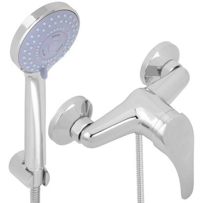 Kit De Grifo Monomando Vertical Cromado Con Ahorro De Agua Para Ducha Con Alcachofa, Soporte Y Manguera_0