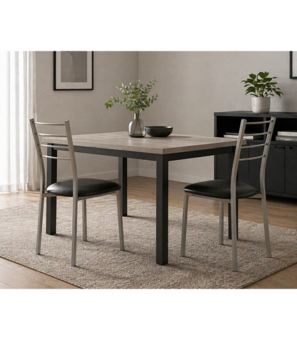 Pack De 2 Sillas Berlin Estructura Gris Tapizado Negro, 90 Cm(alto)38 Cm(ancho)38 Cm(largo_1