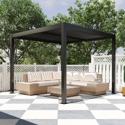 Outsunny Pérgola De Aluminio 3x3 M Con Techo De Lamas Ajustable Gris Oscuro_1