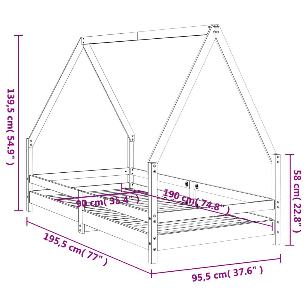 Vidaxl Estructura De Cama Infantil Madera Maciza De Pino 90x190 Cm_2