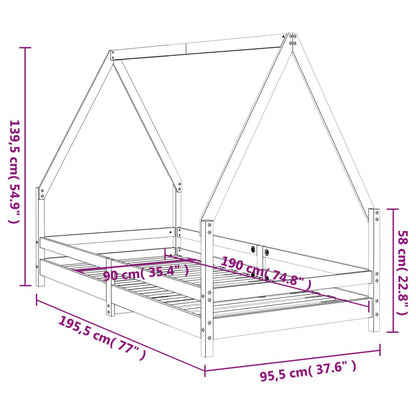 Vidaxl Estructura De Cama Infantil Madera Maciza De Pino 90x190 Cm_2