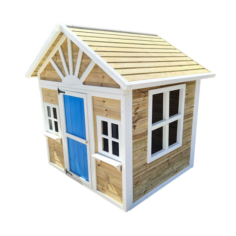 Casita Infantil De Madera Por Paneles Masgames Visby Azul.